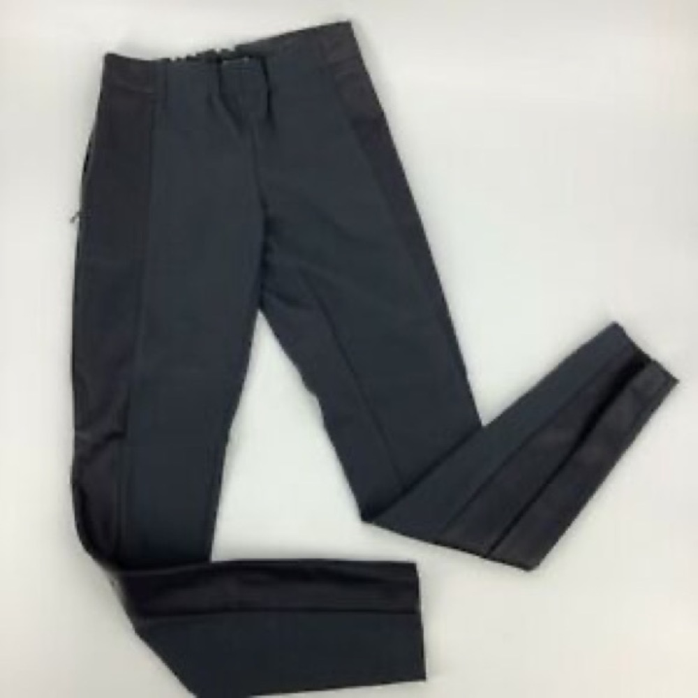 Club Monaco charcoal ponte black faux leather panel stretch pull on pants 00